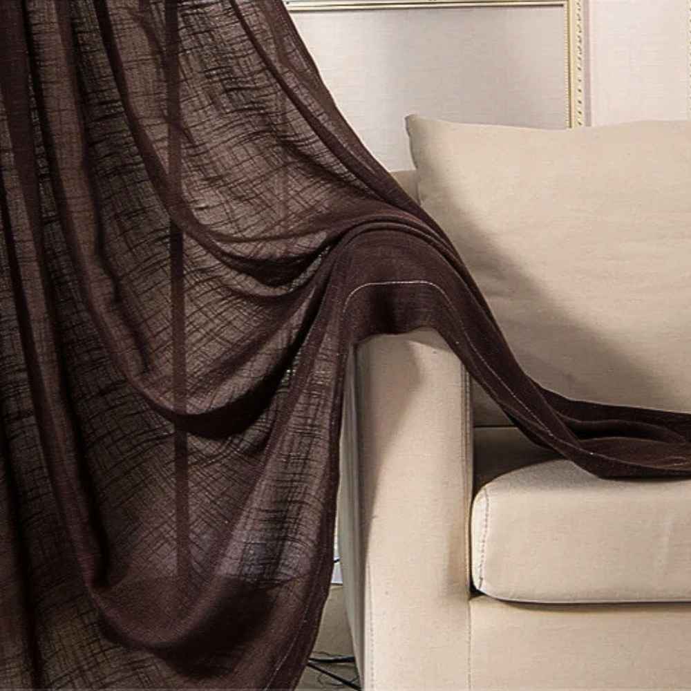 Voilage du Rideau en Lin Marron