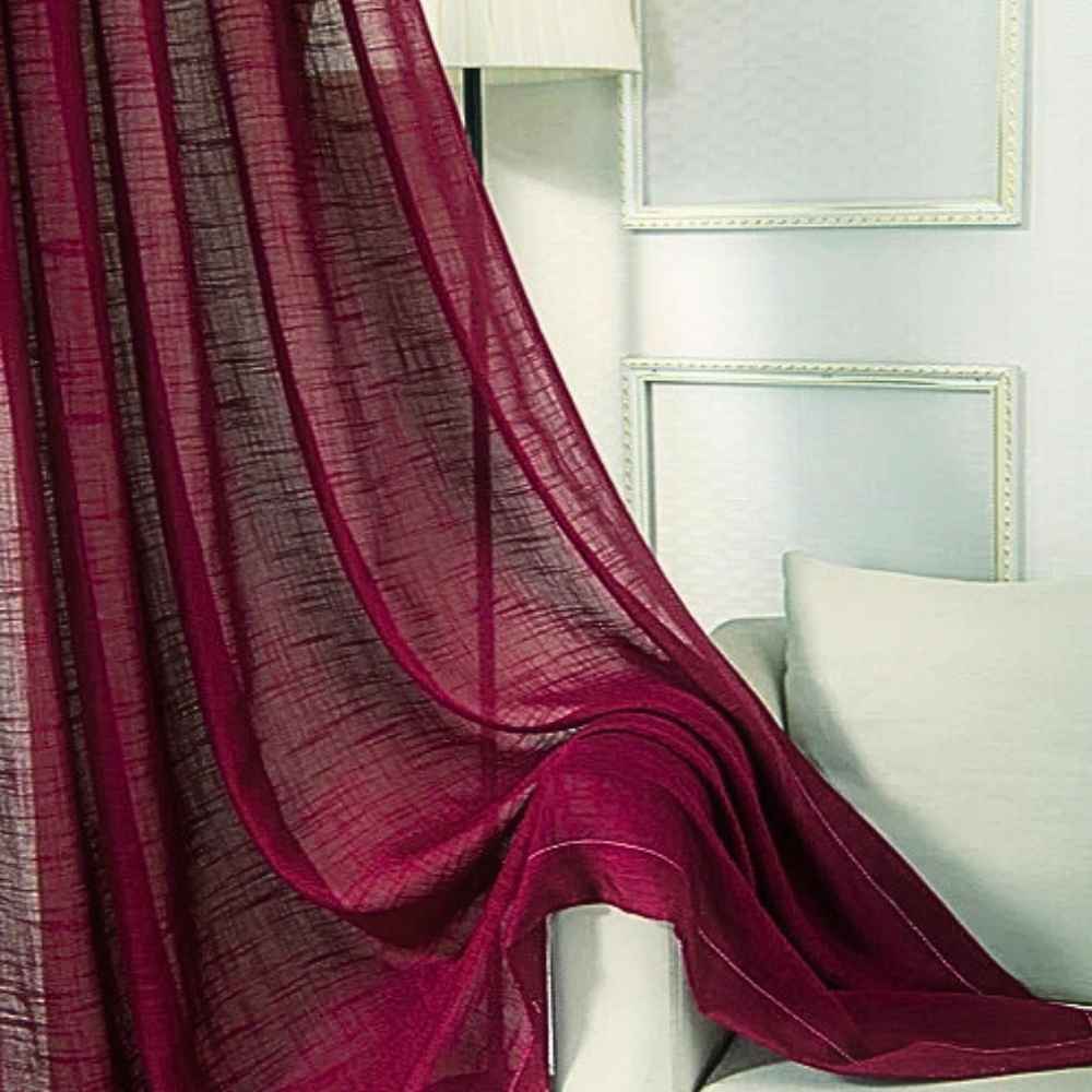Voilage du Rideau en Lin Rouge