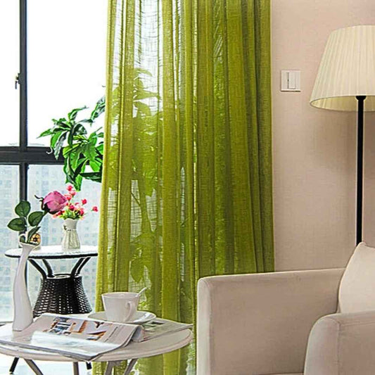 Rideau en Lin Vert dans un salon