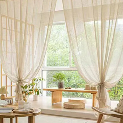 Rideau en Lin Classique Beige dans un salon