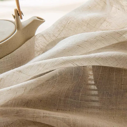 Zoom sur le Rideau en Lin Classique Beige