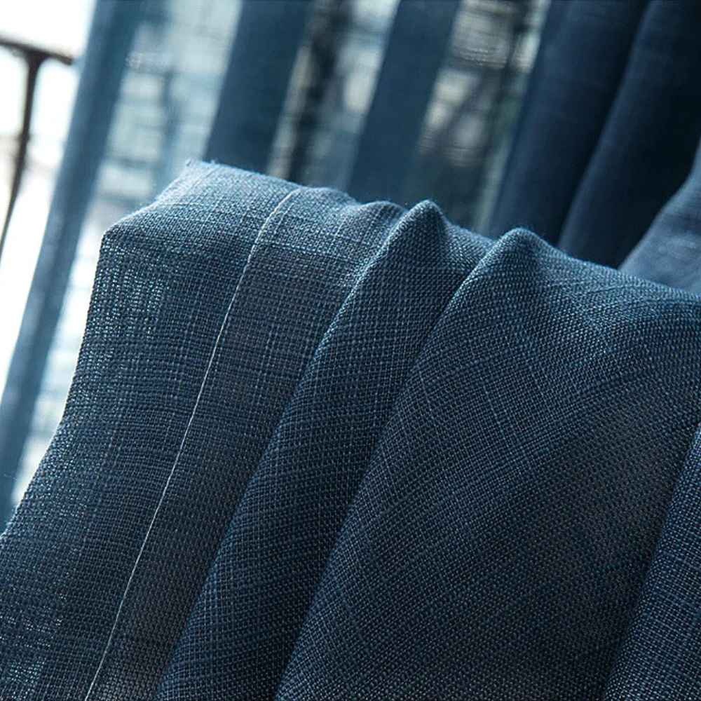 Rideau en Lin Bleu Marine