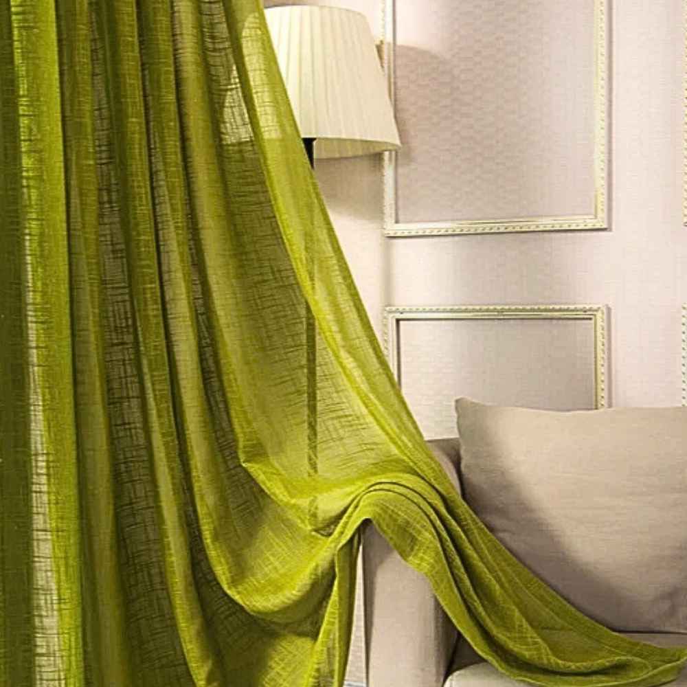 Voilage du Rideau en Lin Vert